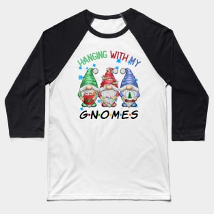 Funny Christmas Gnome Hanging With My Gnomies Family Pajamas Baseball T-Shirt